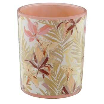 Glas Teelicht INSTYLE mit Printmotiv, 7x7x8,5cm, rosa, Lepuro