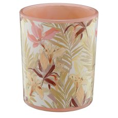 Glas Teelicht INSTYLE mit Printmotiv, 7x7x8,5cm, rosa, Lepuro