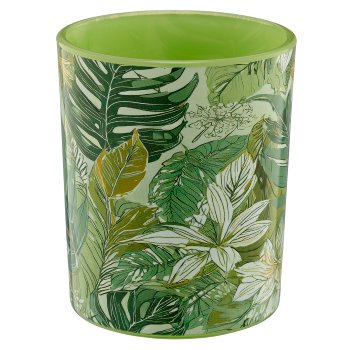 Glas Teelicht INSTYLE mit Printmotiv, 7x7x8,5cm, grün, Lepuro