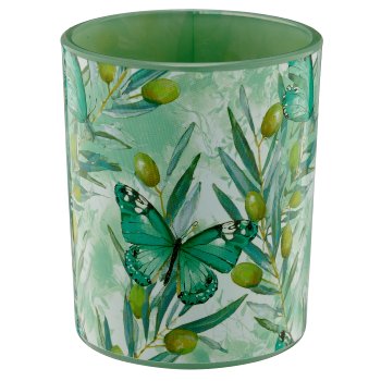 Glas Teelicht INSTYLE mit Printmotiv, 7x7x8,5cm, jade, Lepuro