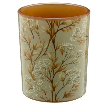 Glas Teelicht INSTYLE mit Printmotiv, 7x7x8,5cm, mandel, Lepuro