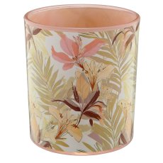Glas Teelicht INSTYLE mit Printmotiv, 9x9x10cm, rosa, Lepuro