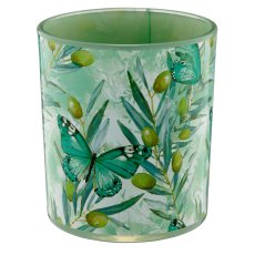 Glas Teelicht INSTYLE mit Printmotiv, 9x9x10cm, jade, Lepuro