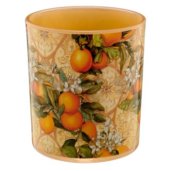 Glass tealight INSTYLE with motif print, 9x9x10cm, orange, Lepuro