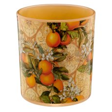 Glas Teelicht INSTYLE mit Printmotiv, 9x9x10cm, orange, Lepuro