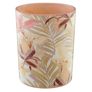 Glas Teelicht INSTYLE mit Printmotiv, 10x10x12,5cm, rosa, Lepuro