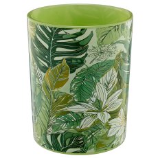 Glas Teelicht INSTYLE mit Printmotiv, 10x10x12,5cm, grün, Lepuro
