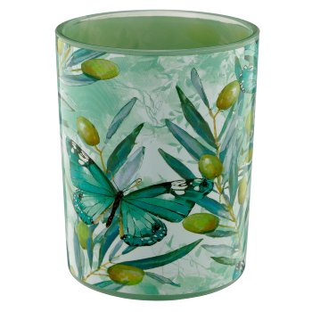 Glas Teelicht INSTYLE mit Printmotiv, 10x10x12,5cm, jade, Lepuro