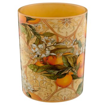 Glas Teelicht INSTYLE mit Printmotiv, 10x10x12,5cm, orange, Lepuro