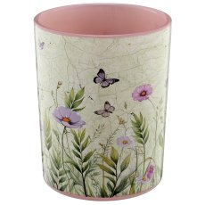 Glas Teelicht INSTYLE mit Printmotiv, 10x10x12,5cm, lavendel, Lepuro
