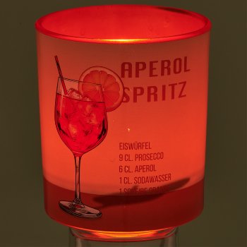 Glass tealight with motif print COCKTAILS, 9x9x10cm, amber, Lepuro