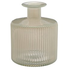 Glasvase, gerillt, Opalfinish, 9,5x9,5x11,5cm, vanille
