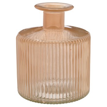 Glass vase, fluted, opal finish, 9.5x9.5x11.5cm, teint