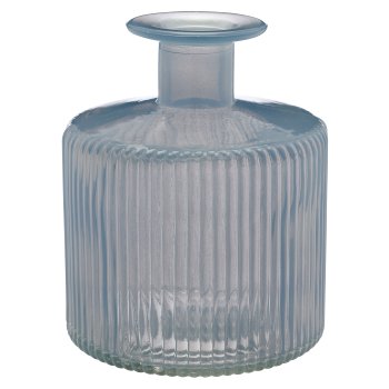 Glasvase, gerillt, Opalfinish, 9,5x9,5x11,5cm, himmelblau
