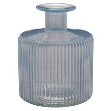 Glass vase, fluted, opal finish, 9.5x9.5x11.5cm, sky