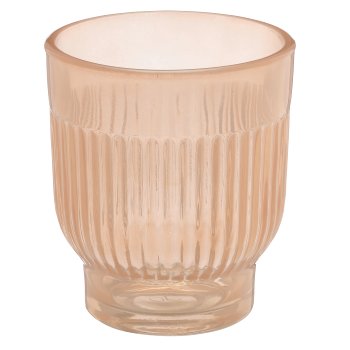 Glas Teelicht, gerillt, Opalfinish, 7,5x7,5x8cm, teint