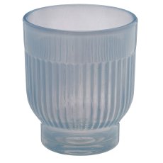 Glas Teelicht, gerillt, Opalfinish, 7,5x7,5x8cm, himmelblau