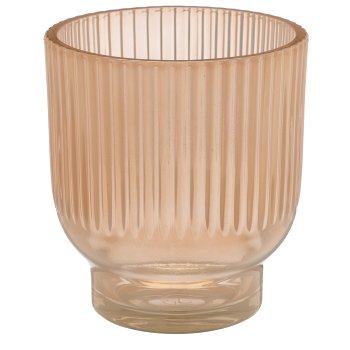 Glass tealight, fluted, opal finish, 9x9x10cm, teint