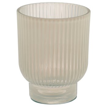 Glas Teelicht, gerillt, Opalfinish, 10x10x12,5cm, vanille