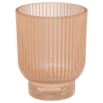 Glas Teelicht, gerillt, Opalfinish, 10x10x12,5cm, teint