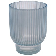 Glas Teelicht, gerillt, Opalfinish, 10x10x12,5cm, himmelblau