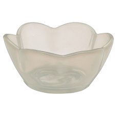 Glas Teelicht Blütenform, Opalfinish, 9x9x4cm, vanille