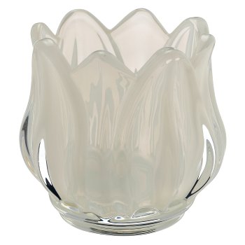 Glas Teelicht Tulpenform, Opalfinish, 7x7x7cm, vanille