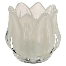 Glas Teelicht Tulpenform, Opalfinish, 7x7x7cm, vanille