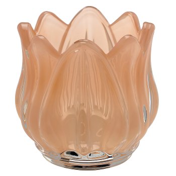 Glas Teelicht Tulpenform, Opalfinish, 7x7x7cm, teint