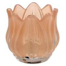 Glas Teelicht Tulpenform, Opalfinish, 7x7x7cm, teint