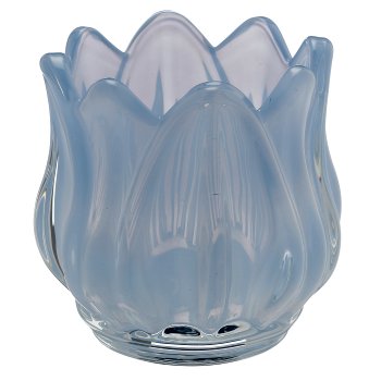 Glas Teelicht Tulpenform, Opalfinish, 7x7x7cm, himmelblau