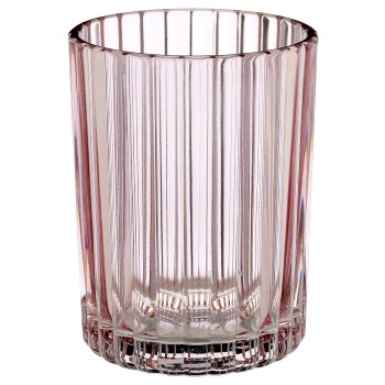 Glas Teelicht Zylinder, geriffelt, 7,5x7,5x10cm, mauve