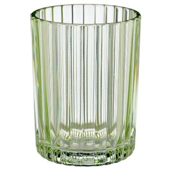 Glas Teelicht Zylinder, geriffelt, 7,5x7,5x10cm, hellgrün
