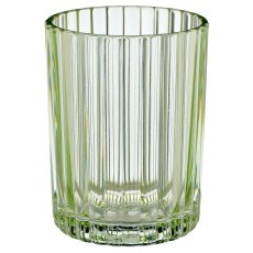 Glass tealight cylinder, fluted, 7.5x7.5x10cm, light green