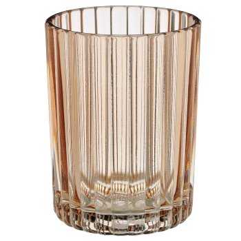 Glas Teelicht Zylinder, geriffelt, 7,5x7,5x10cm, macchiato