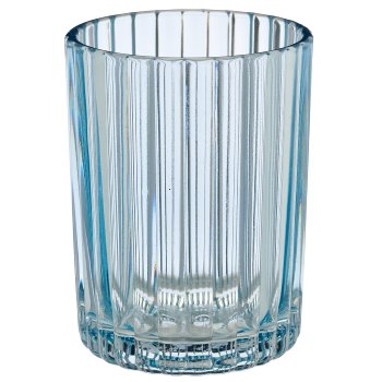 Glas Teelicht Zylinder, geriffelt, 7,5x7,5x10cm, hellblau