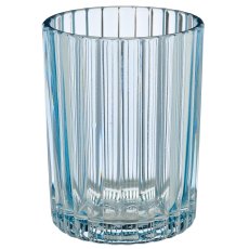 Glass tealight cylinder, fluted, 7.5x7.5x10cm, light blue