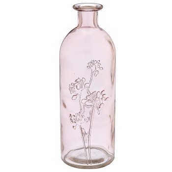 Glasflasche mit Dillblüten Relief, 7,2x7,2x20,5cm, mauve