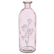 Glasflasche mit Dillblüten Relief, 7,2x7,2x20,5cm, mauve