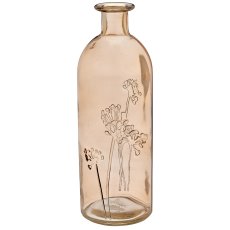 Glasflasche mit Dillblüten Relief, 7,2x7,2x20,5cm, macchiato
