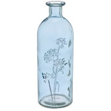 Glasflasche mit Dillblüten Relief, 7,2x7,2x20,5cm, hellblau