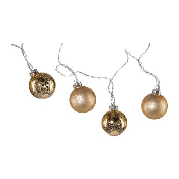 Glas Kugel 10er Girlande m.LED, 5cm/100cm, gold, 1/Box