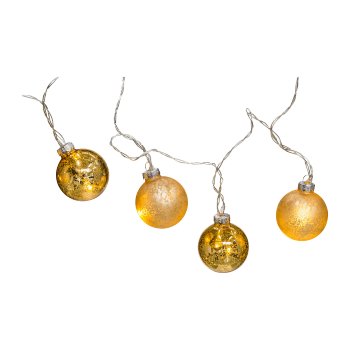 Glas Kugel 10er Girlande m.LED, 5cm/100cm, gold, 1/Box