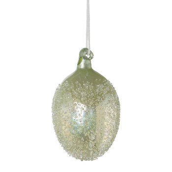 Glass Egg Hanger Structure, 6x9,5cm, Light Green, 3/Box