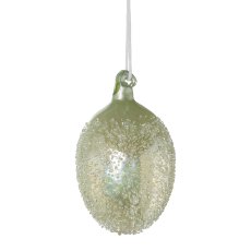 Glass Egg Hanger Structure, 6x9,5cm, Light Green, 3/Box