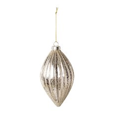 Glass Ornament Hanger 3 assorted Festive, 8x8x8cm, Champagne, 3/Box