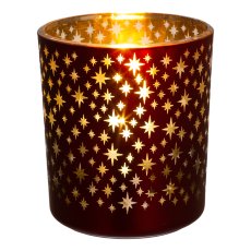 Glass tealight STARS, 7x8cm, red