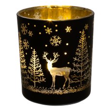 Glass tealight CHRISTMAS TIME, 7x8cm, black