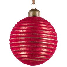 Glas Kugel Sortiment, 3erSet, gerillt ca.8cm, Rot