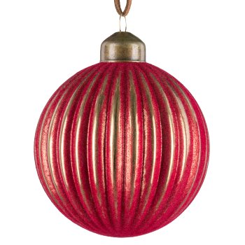 Glas Kugel Sortiment, 3erSet, gerillt ca.8cm, Rot